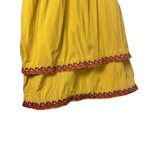 Solitaire size Medium Embroidered Floral Yellow Bell Sleeve Top Boho Chic Hippie - Picture 6 of 12